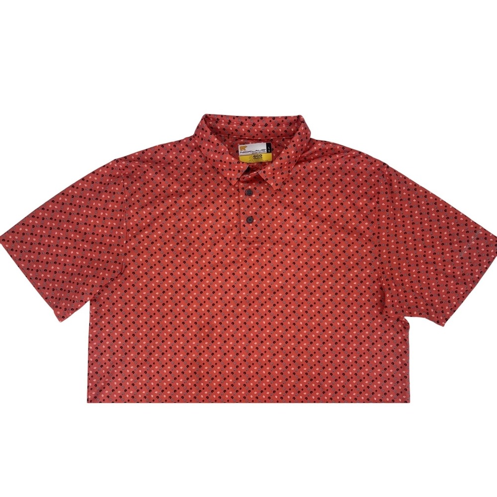 Nicklaus‎ Mens Golf Polo Shirt Coral Floral Pattern Large Eco Choice Performance - Picture 2 of 9